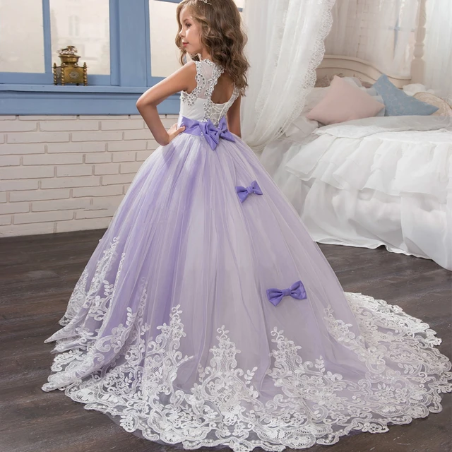 Party Dresses for Girls 10 12 Big Girl Prom Dresses Beautiful 14 Years  Girls Clothes Floor Kids Wedding Satin Purple Dresses - AliExpress