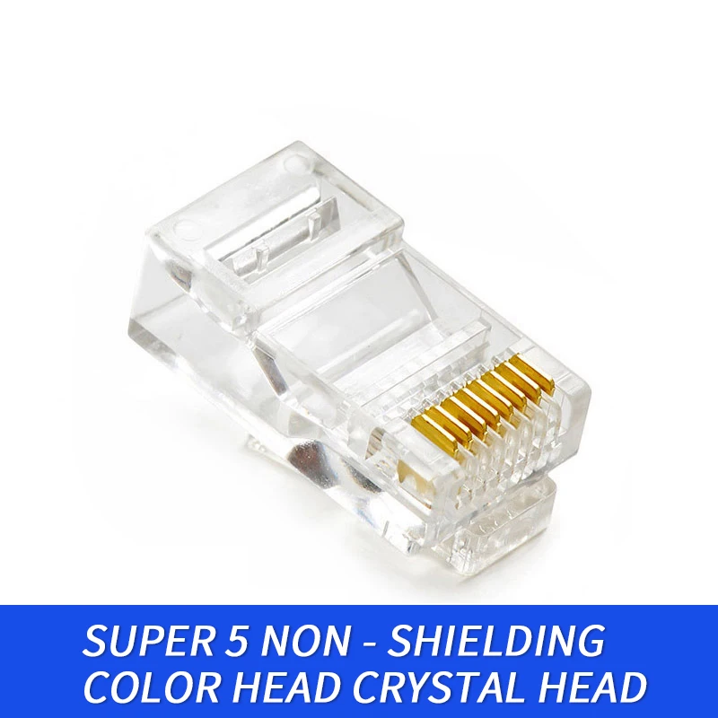 

100pcs Cat5e RJ45 Connector 8P Modular Ethernet Cable Head Plug Gold-plated Cat 5e Crimp Network RJ 45 Connector Cat5e