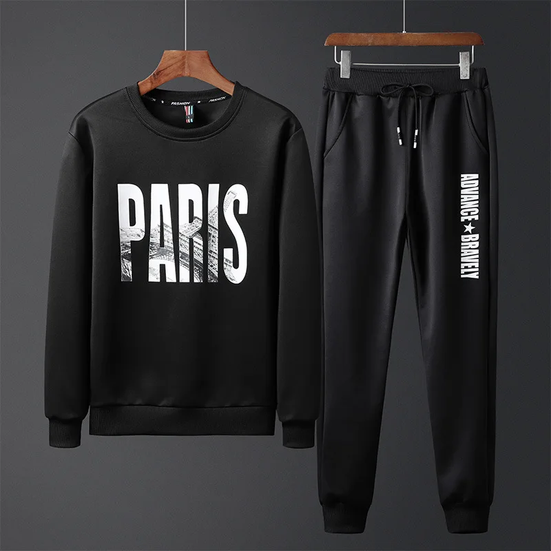 Tracksuits Men 2PC Outwear Sporting suits Male Hooded Sweatshirts+Pants Letter Print Hoodies Plus Size Moleton Masculino 2019