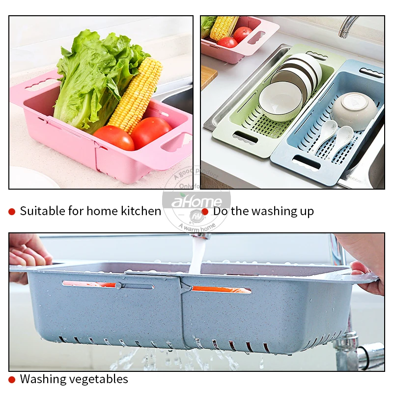 Выдвижная раковина Сушилка для овощей фруктов корзина для мытья расширяемый дуршлаг стойка для кухни стойка для хранения овощей