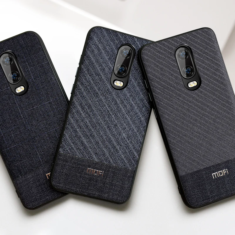 Oneplus 6T чехол Mofi One Plus накладка 1 + Задняя крышка темный цвет деловой костюм ткань