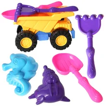 5PCS Bath Toys Quadricycle Cart Beach Toys Set Models and Molds, Shovels, Rakes Sand Bucket Toys Party Favors for Kid(6313)