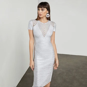 

2018 Newest Spring Bandage Dress Women Celebrity Short Sleeve O-Neck Chic Sexy Club Elegant Party Dress Women Vestidos Wholesale