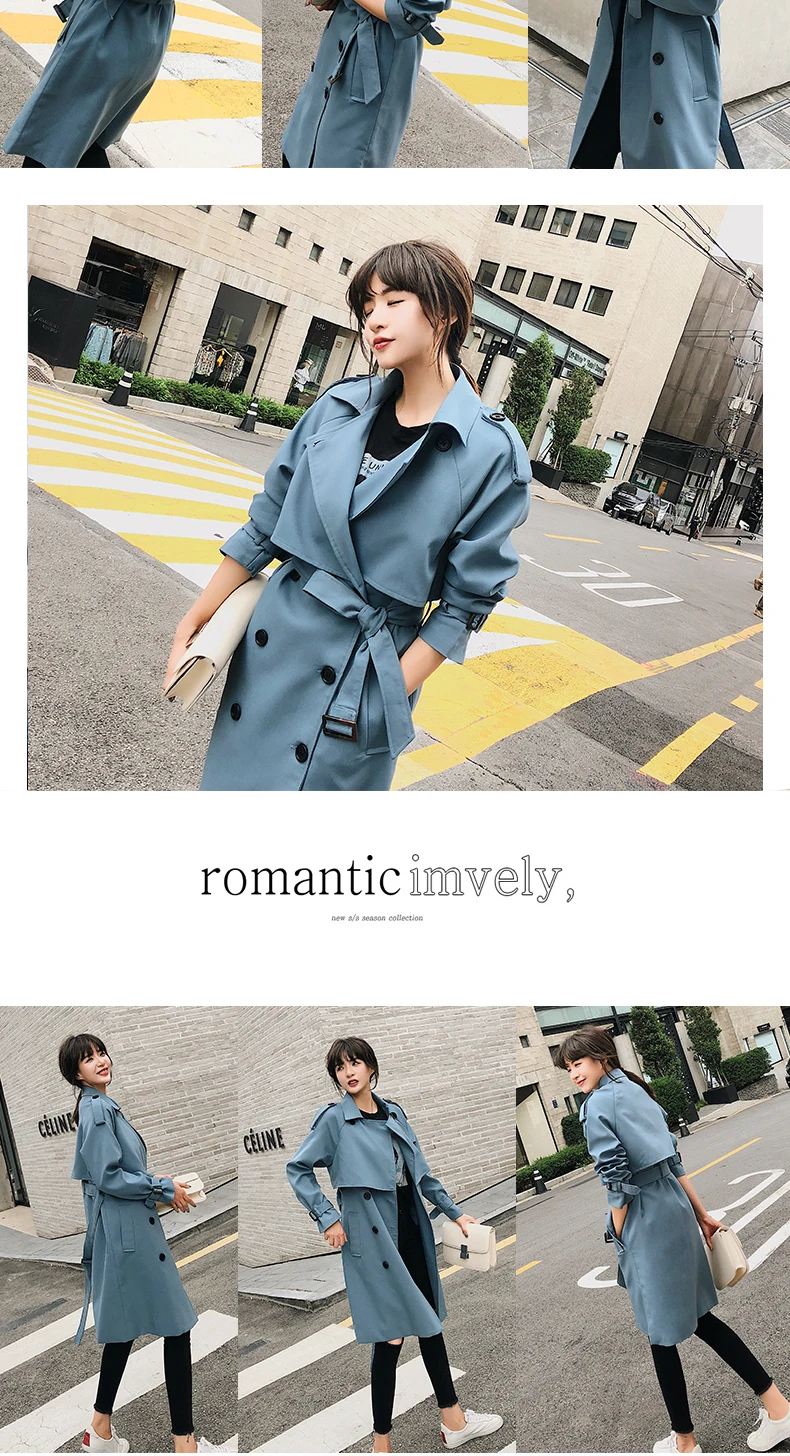 Fitaylor New 2020 Double Breasted Mid-long Trench Coat Women Casual Slim Belt Cloak Vintage Windbreaker Outwear