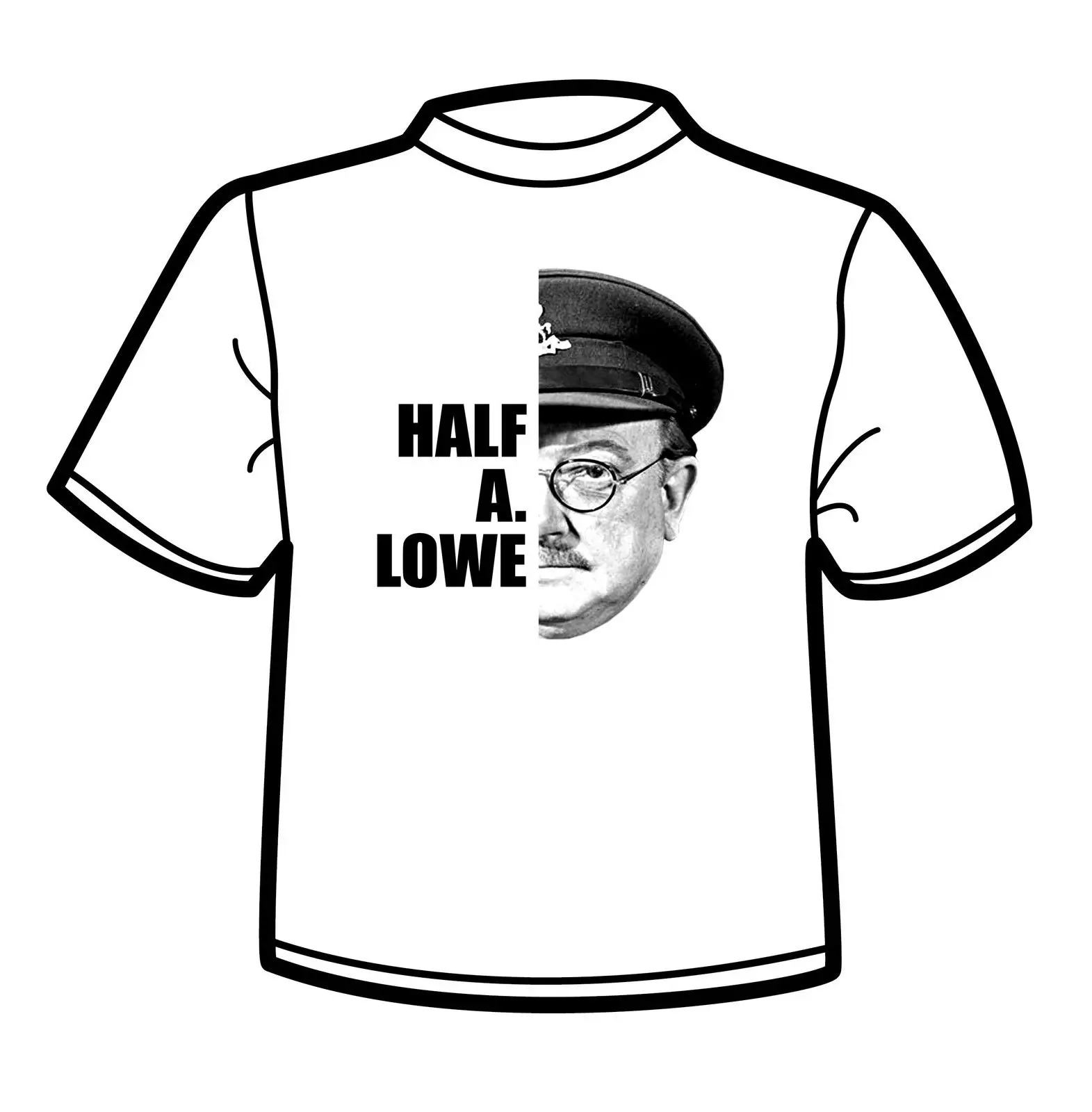 Arthur Lowe Dad's Army/Capt. Mainwaring футболка (половина A. Lowe) белая с принтом Мужская коротким