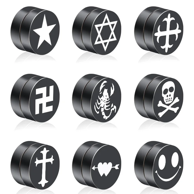 

1Piece Stainless Steel Strong Magnet Magnetic Ear Stud Non Piercing Clip Black Earrings Fake Earrings Gift for Boyfriend Lover