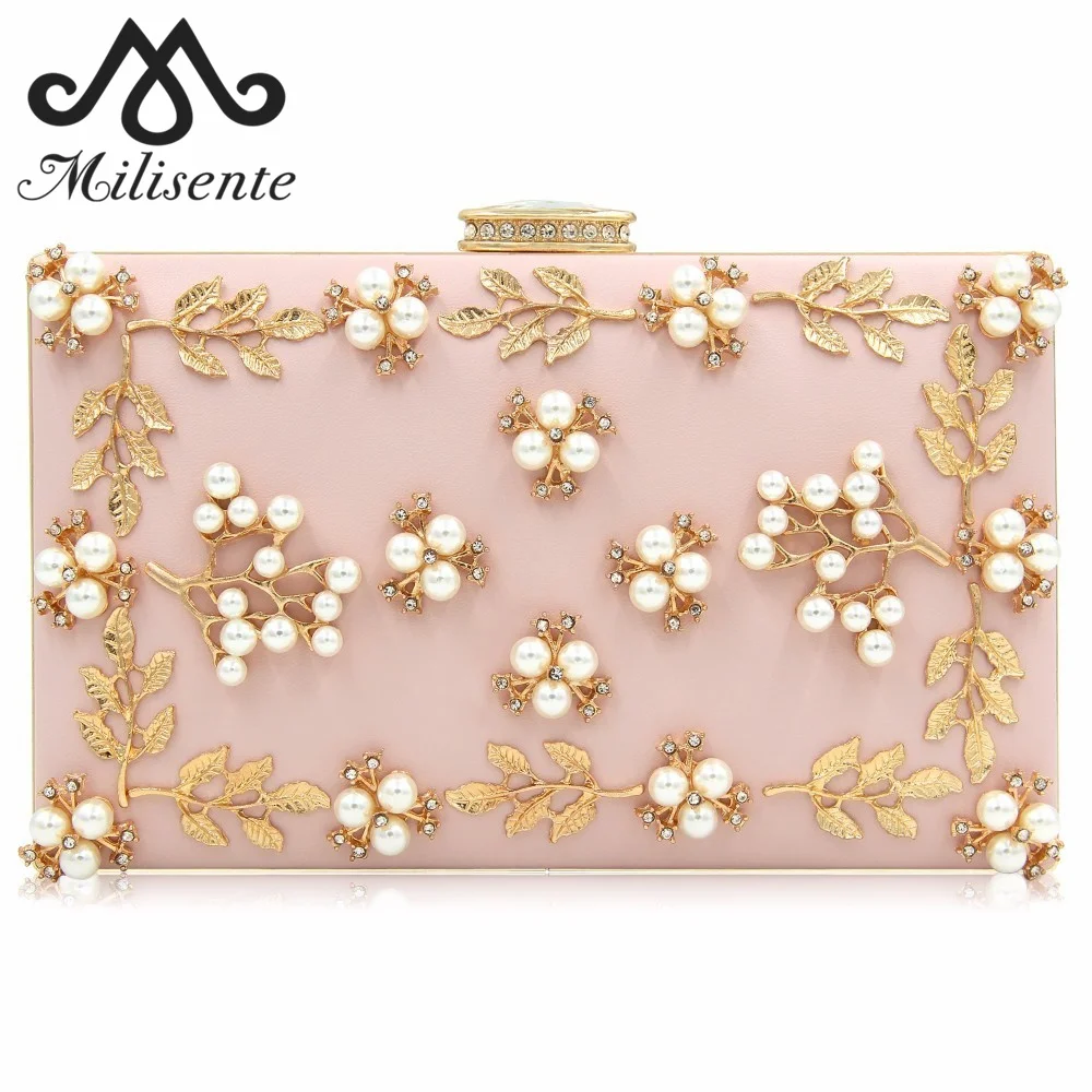 

Milisente Women's Shoulder Bag Luxury Designer Diamonds Hasp Flower Bag Crystal Pearl 2019 Ladies Handbags Gift for the New Year