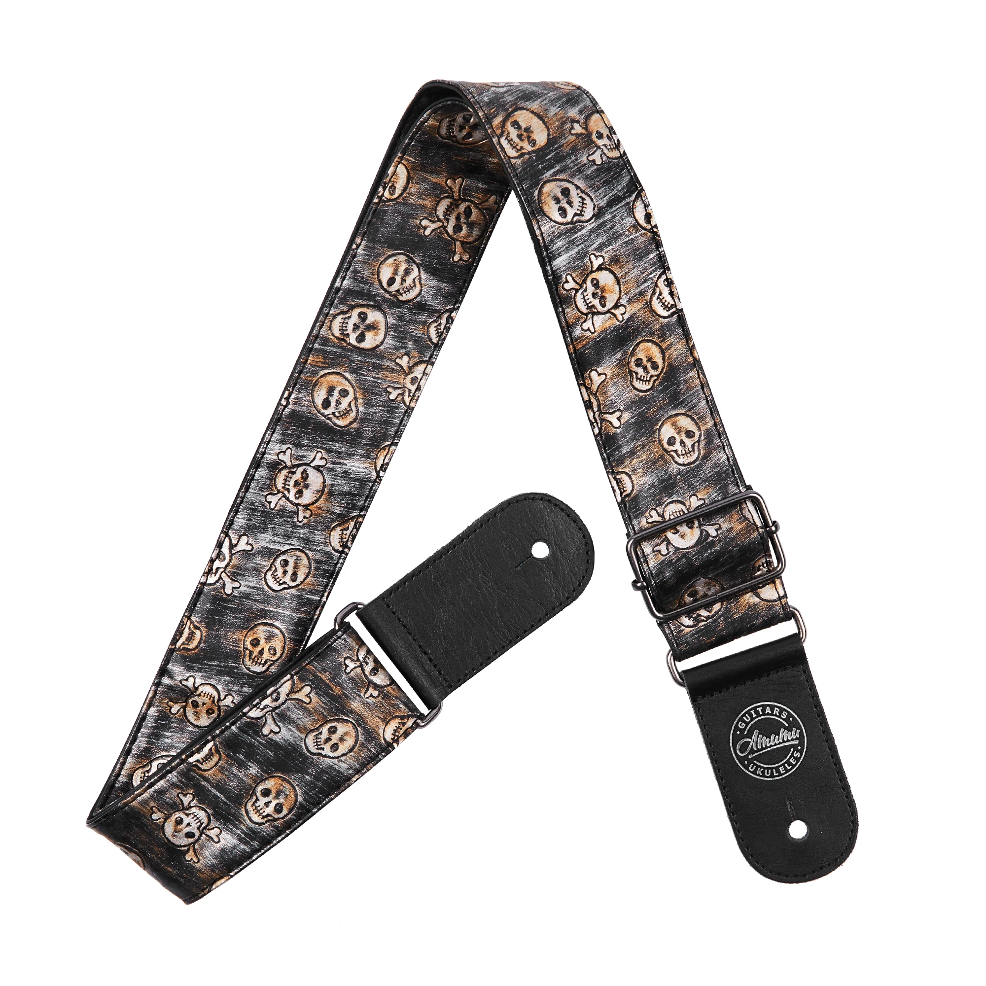Amumu Bronze PU Leather Guitar Straps for Folk Acoustic Electric Guitar
