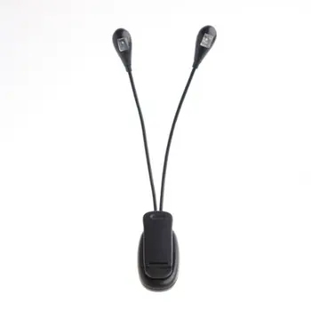 

Black Clip on 2 Dual Arms 2 LED Flexible Book Music Stand Light Lamp