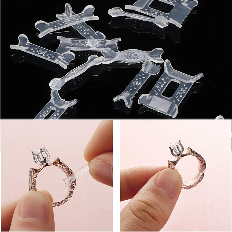 

12pcs Ring Resizing Jewelry Tools Transparent Ring Size Adjuster Set Plastic Ring Adjuster Pad Reducer Jewelry Resizing Tools