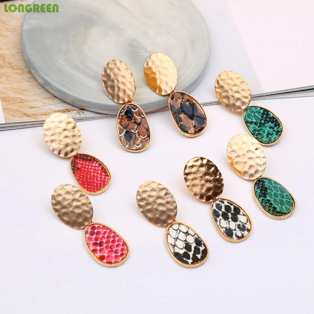 

Artificial Leather Snakeskin Alloy Earrings Fashion Jewelry 2019 Indian Jewelry Orecchini Brincos Para as Mulheres Bijoux Cercei