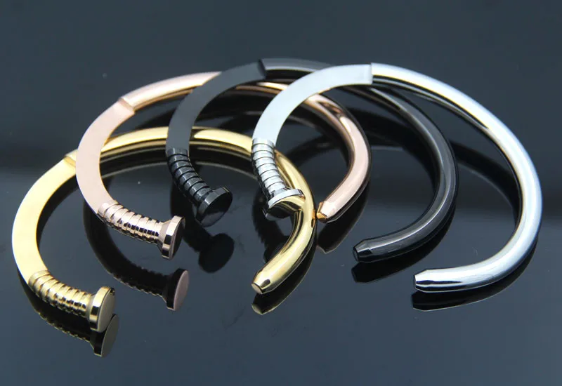 Высочайшее качество нержавеющая сталь золото/серебро/розовое золото цвет ногтей Винт манжеты браслеты для женщин Pulseiras Femininas