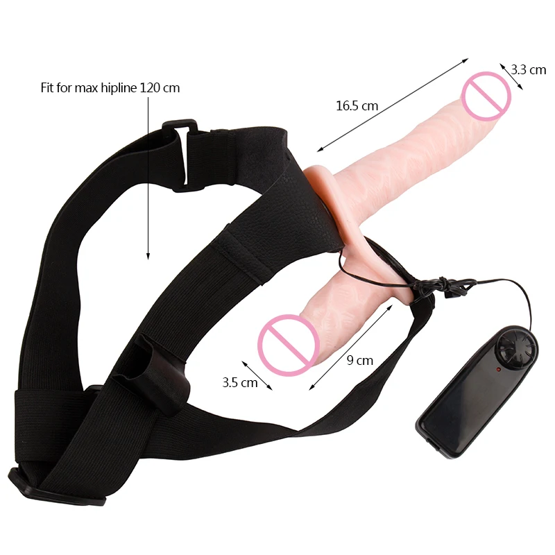 Erotic Vibrating Strap on Dildo Realistic Silicone Multi Speed Double Dildo Vibrator Lesbian Strapon Penis Sex Toys for Woman