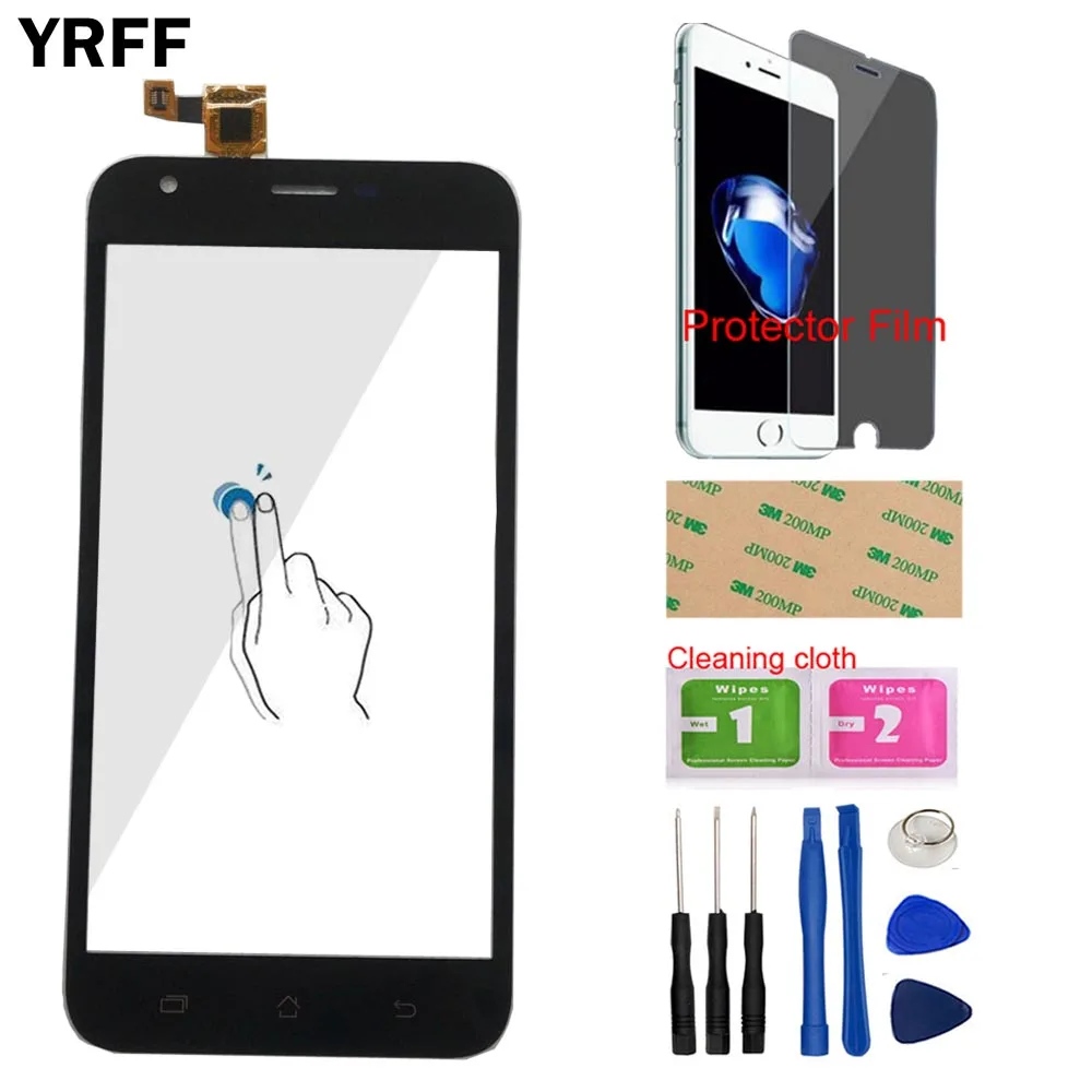 

YRFF Mobile Touch Screen Lens Sensor For Ark Benefit S502 Plus Touch Panel Digitizer Front Glass Touchscreen + Protecotr Film