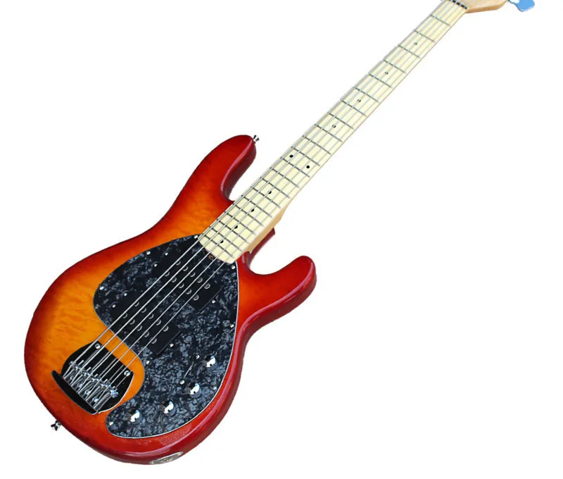 

New Quality 5 Strings Electric Bass Guitar with 2H Pickups,Gray Pearl Pickguard,Clouds Maple Veneer,can be customized.