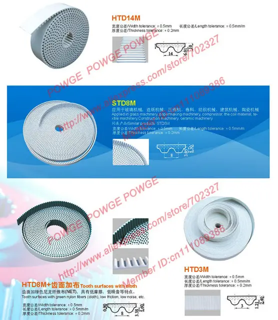 POWGE Arc HTD 3M Open timing belt Width 6/10/15/20/25/30