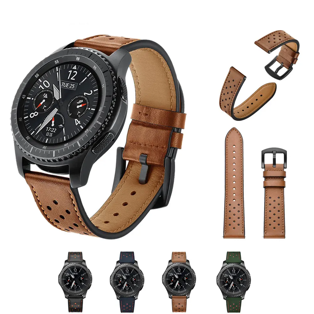 Gear S3 Frontier для samsung galaxy watch 46 мм ремешок из натуральной кожи Аксессуары для умных часов ремешок для часов ретро браслет 22 мм