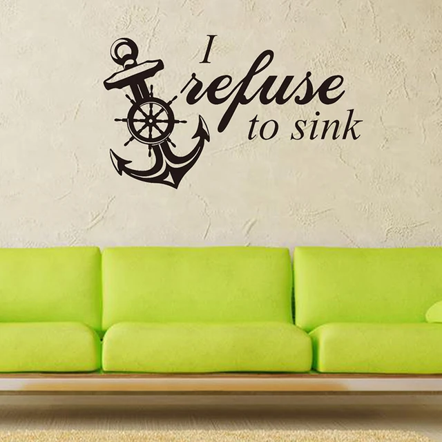 Menolak Untuk Sink Jangkar Vinyl Dinding Decal Dekorasi Rumah Ruang Menolak Untuk Sink Jangkar Vinyl Dinding Decal Dekorasi Rumah Ruang Tamu R Tidur Art Wallpaper Removable