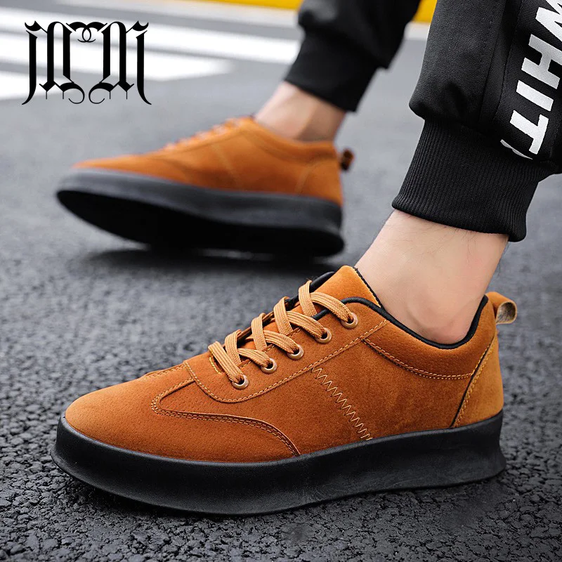 

MUMUELI Brown Black Gray Leather 2019 Designer Casual Breathable Shoes Men High Quality Fashion Luxury Flat Brand Sneakers E03