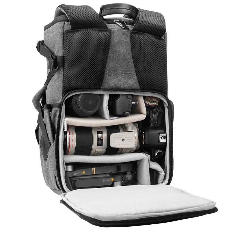 Eirmai Grey Canvas Large Capacity Camera Video
