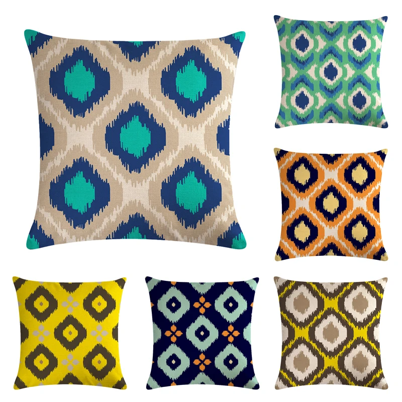 Cushion Cover Geomtric Pillowcase Bohemian Style Cotton Linen Euro