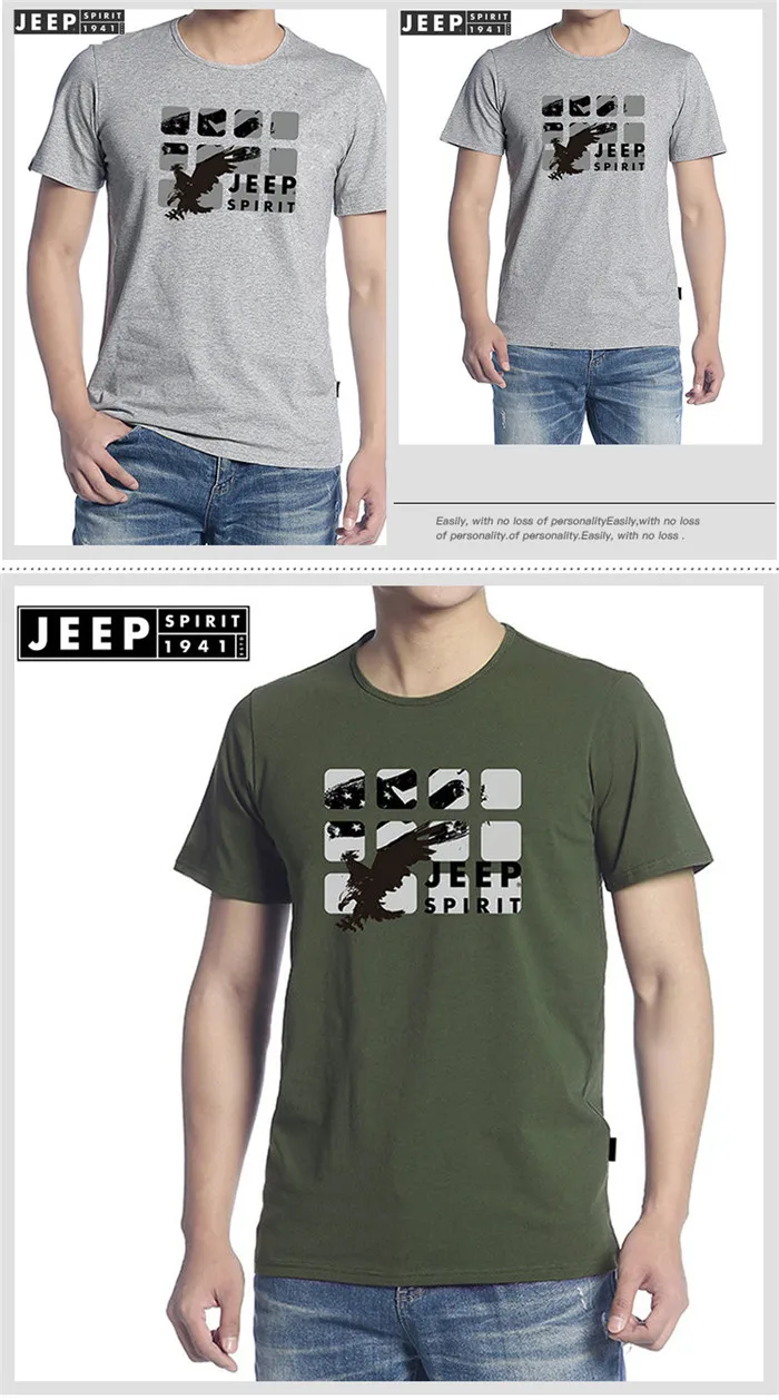 Футболка JEEP SPIRIT мужская летняя футболка с круглым вырезом homme однотонная Повседневная Свободная Мужская футболка Военная футболка Camisetas hombre