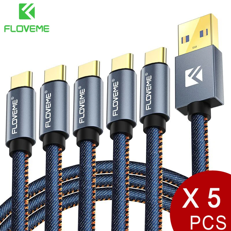 

FLOVEME USB Type C Cable 30cm 1m 2m 2.1A Fast Charging Type-C Cable For Samsung Galaxy S8 Xiaomi Huawei USB C Data Cabo 5Pcs/Lot