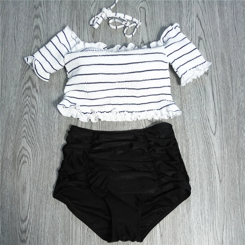 Women-s-Swimwear-Striped-Sexy-Swimsuit-Off-Shoulder-Two-Pieces-2018-Hot-Ruffles-Short-Sleeve-Push (1)
