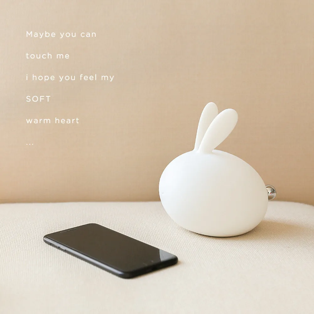 SuperNight 7 Colors Rabbit LED Night Light Dimmable Touch Sensor Cartoon Silicone Bunny Bedside Lamp for Children Kids Baby Gift (18)