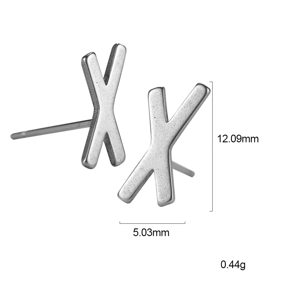 Lemegeton, маленькие серьги в виде руны викингов, серьги из нержавеющей стали, минималистичные серьги с буквами и алфавитом, серьги-гвоздики для женщин и детей, ювелирные изделия - Окраска металла: 1
