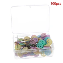 100 Pcs/1 Box High Quality Push Pins Button Style Positioning Needles Push Pins Office Binding Supplies 1.57 Inch Push Pins