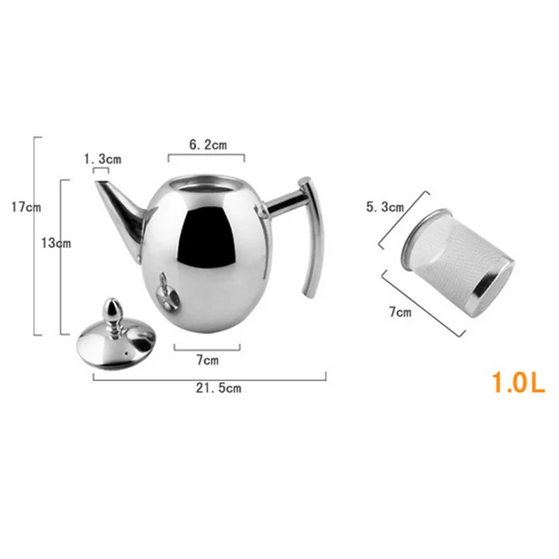 KEYBOX, чайник из нержавеющей стали, чайники для кофе, серебряный чайник для холодной воды, чайник с ситечком, домашний кухонный помощник, 1000 мл/1500 мл