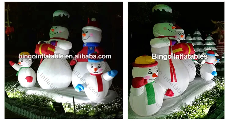 На открытом воздухе Рождество 3 м надувной снеговик 4 членов для дворе Высокое качество декоративные взорвать Снеговик Реплика Игрушечные