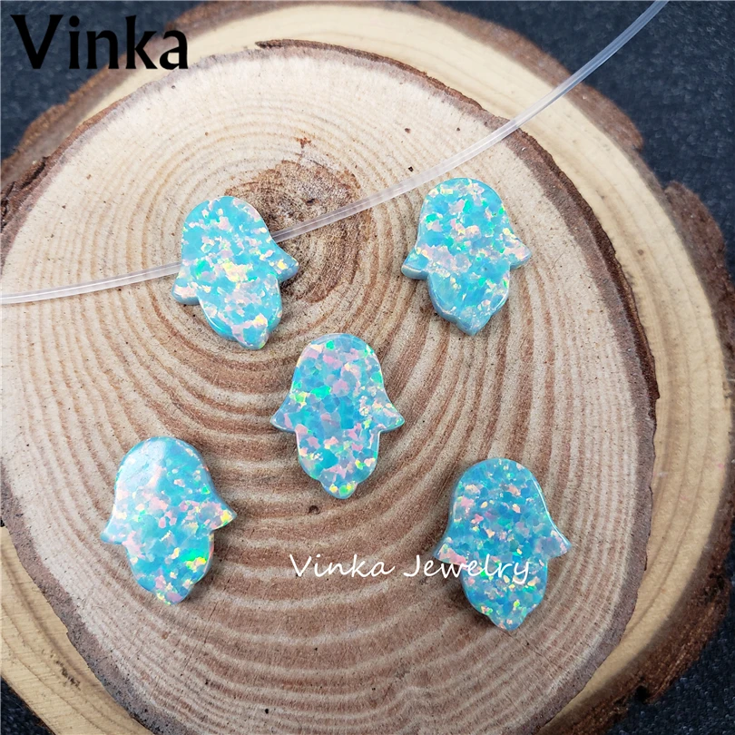 

10pcs/lot Wholesale 11*13mm fire mint opal hamsa shape pendant with synthetic opal stone high quality for necklace gift