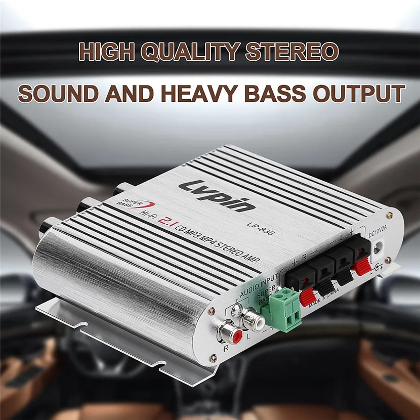 Mini Hi Fi Stereo Car Amplifier Booster Auto Motor Boat Home Audio Bass