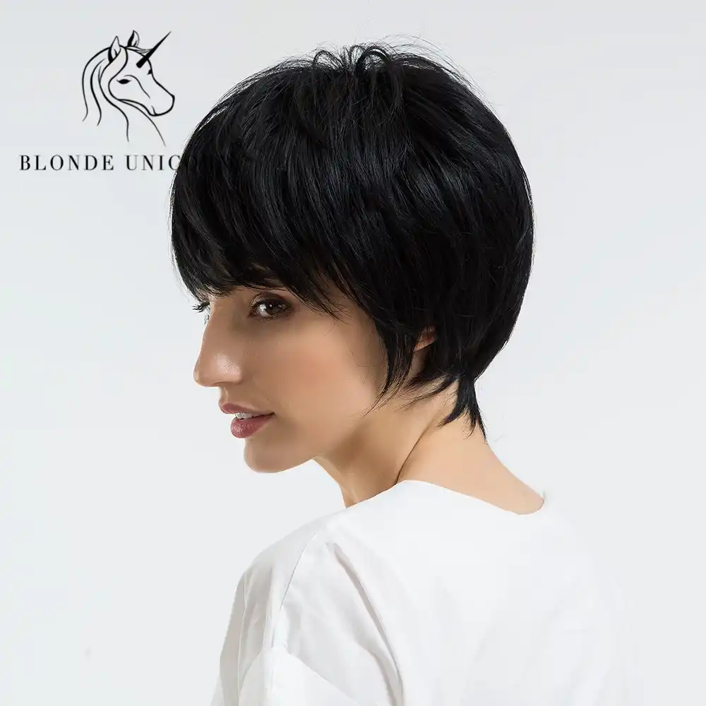 Blonde Unicorn 8 Inch Short Straight Hair Wig With Bangs Natural