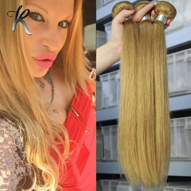 4 Unids Honey Blonde Color 27 Brasileña Armadura Virginal