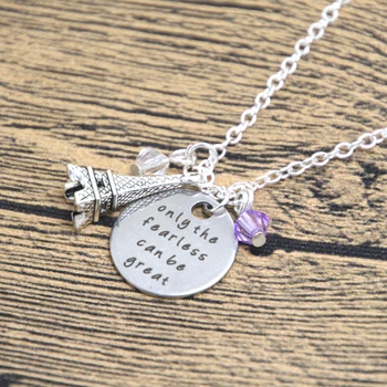 

12pcs/lot Ratatouille Inspired Necklace Remy the rat in Paris Quote Only the Fearless can be Great crystal