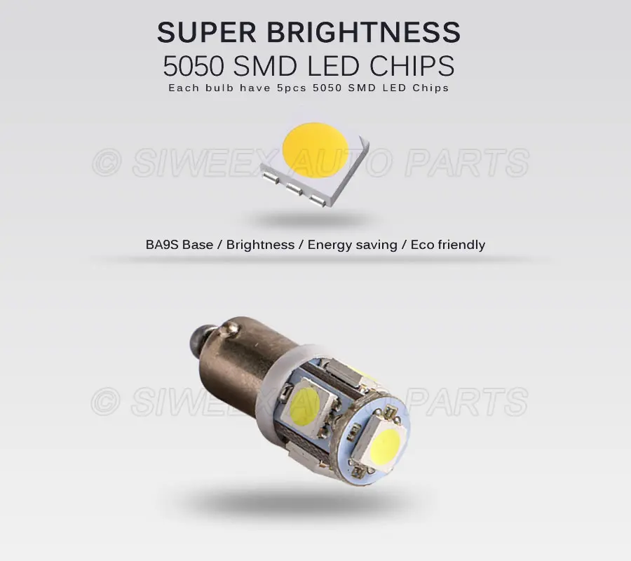 2 шт. автомобисветодиодный светодиодные лампы T4W BA9S 5 SMD 5050 12 В|Сигнальная лампа| |