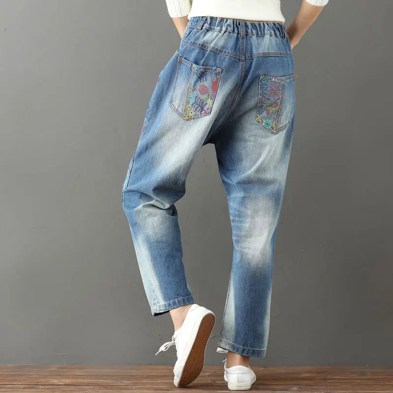 Рваные джинсы для женщин осень зима деним джинсы Высокая талия большие прямые брюки джинсы, женские брюки Vaquero Mujer - Цвет: 1