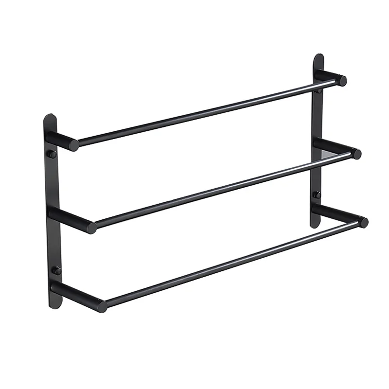 Sus304 Stainless Steel Black Towel Rack 3 Layers Towel Hangers Bathroom Products Black Finish