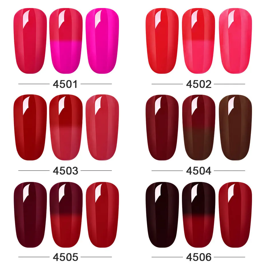  HNM 8ml Red Color Temperature Change Color UV Gel Nail Polish Semi Permanent Lucky Hybrid Enamel Th