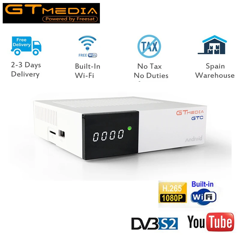 

GT media Freesat GTC Satellite Receiver DVB-S2 DVB-C DVB-T2 ISDB-T Amlogic S905D android 6.0 TV BOX 2GB RAM 16GB ROM BT4.0