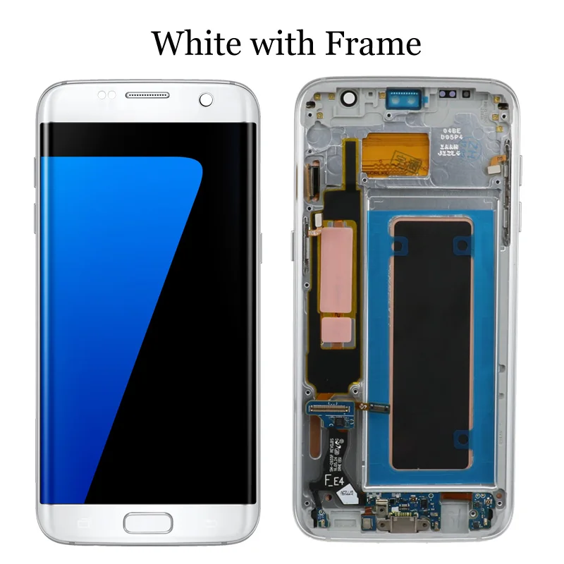 Супер AMOLED lcd Замена для samsung S7 Edge G935F G935A G9350 lcd дигитайзер сенсорный экран с рамкой экрана - Цвет: White with Frame