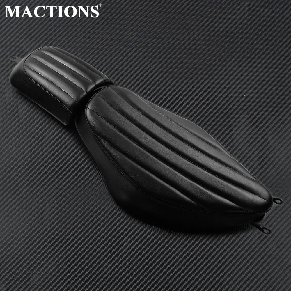 Motorcycle Black Leather Stitched Driver Rear Passenger Seat Two