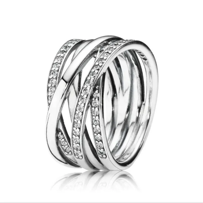Подлинное 925 пробы Серебряное кольцо с прозрачным кубическим цирконием для женщин очаровательное хорошее свадебное ювелирное изделие