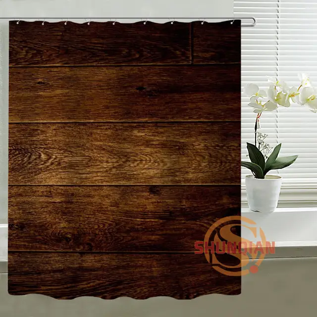 Rustic Old Barn Wood Custom Shower Curtain Waterproof Fabric Bath