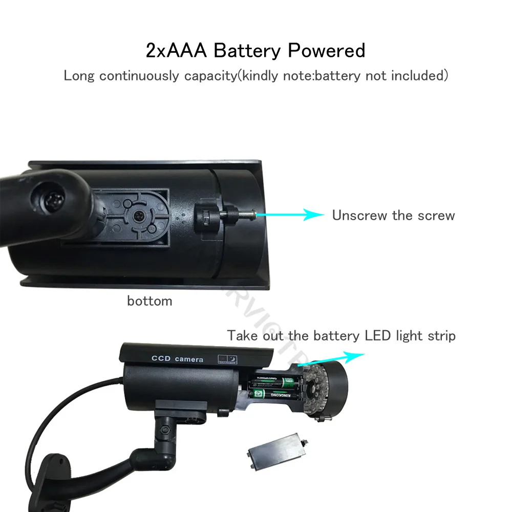  Waterproof Fake Camera Outdoor Dummy CCTV Camera With Flashing Red LED Realistic Look Bullet Indoor - 32966483362