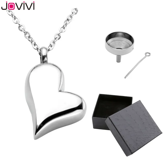 Price JOVIVI Hot Style Stainless Steel Memorial Ash Keepsake Cremation Jewelry Love Heart Container Urn Memorial Pendant Necklace 24"