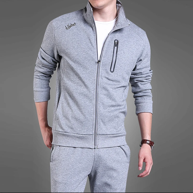 Slim Mens Sweat Suits Sets Tracksuit Male Casual Sweatshirts Men Sweatsuits Fitness Jacket Sporting Suits Coat + Sweatpants S201